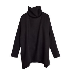 Cuyana Baby Alpaca Oversized Turtleneck, Black, size M/L